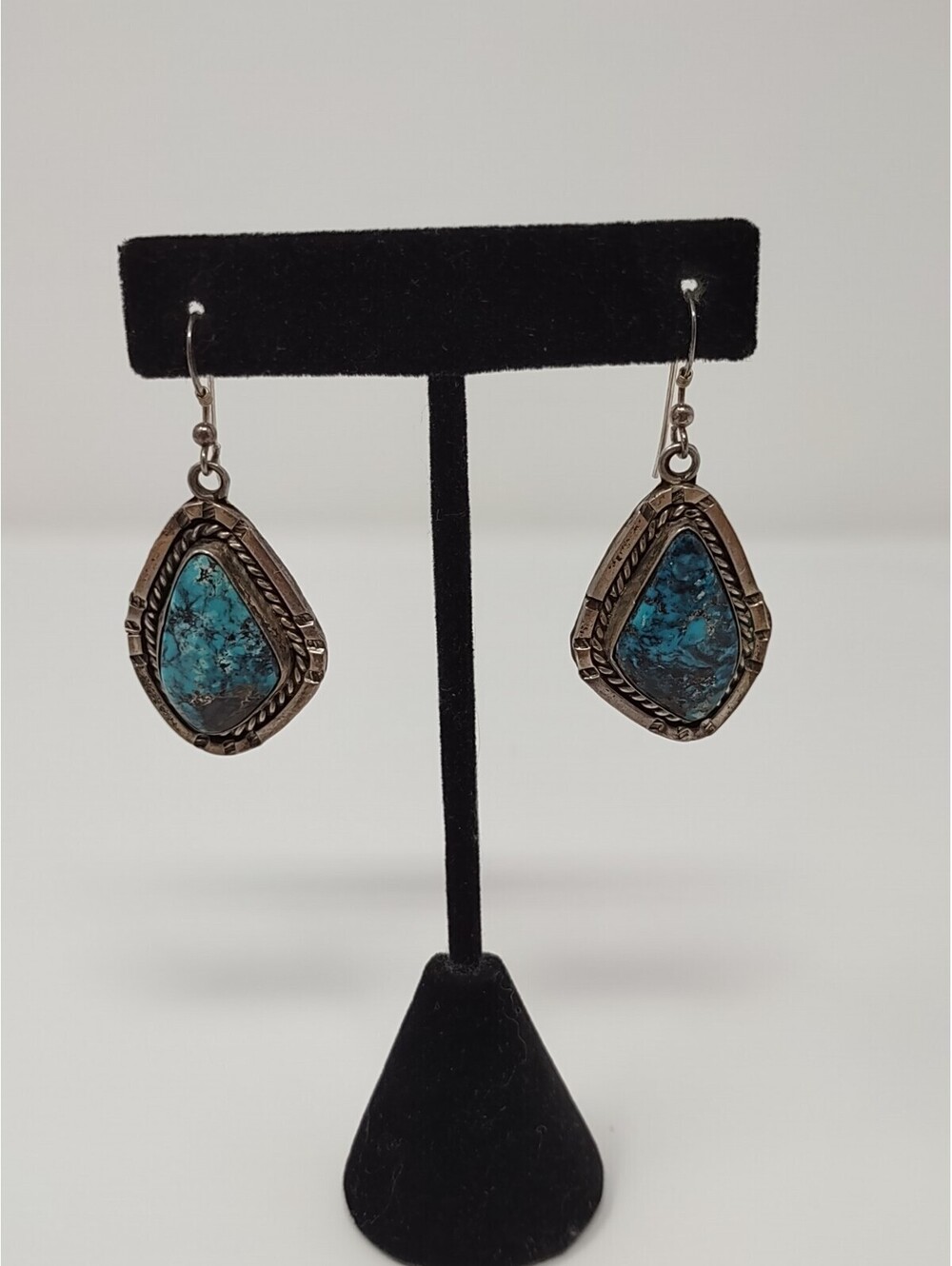 Sterling Silver Turquoise Dangle Earrings Southwestern 925